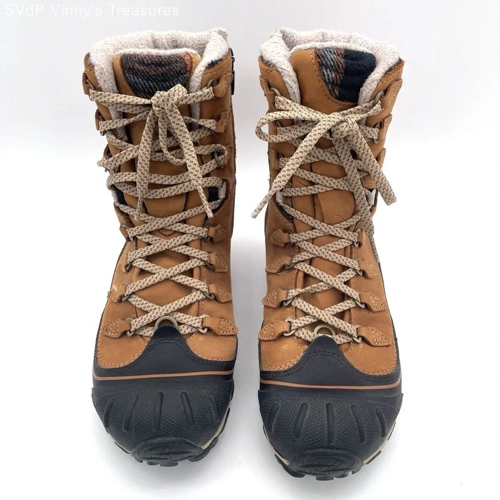 Oboz B-Dry Waterproof Insulated Winter Hiking Boots Women's 7.5 Brown Plaid 200g